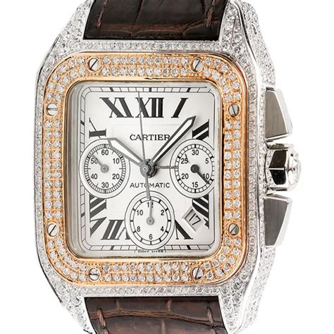 cartier santos chronograph diamond|cartier santos 100 price list.